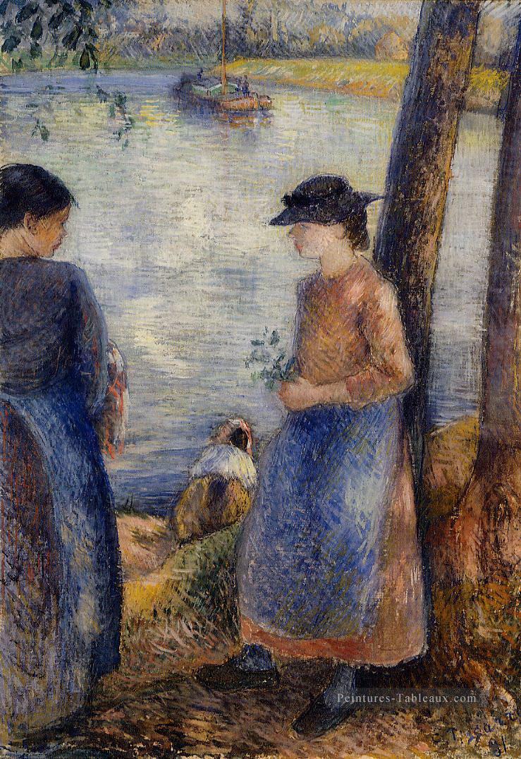 au bord de l’eau 1881 Camille Pissarro Peintures à l'huile